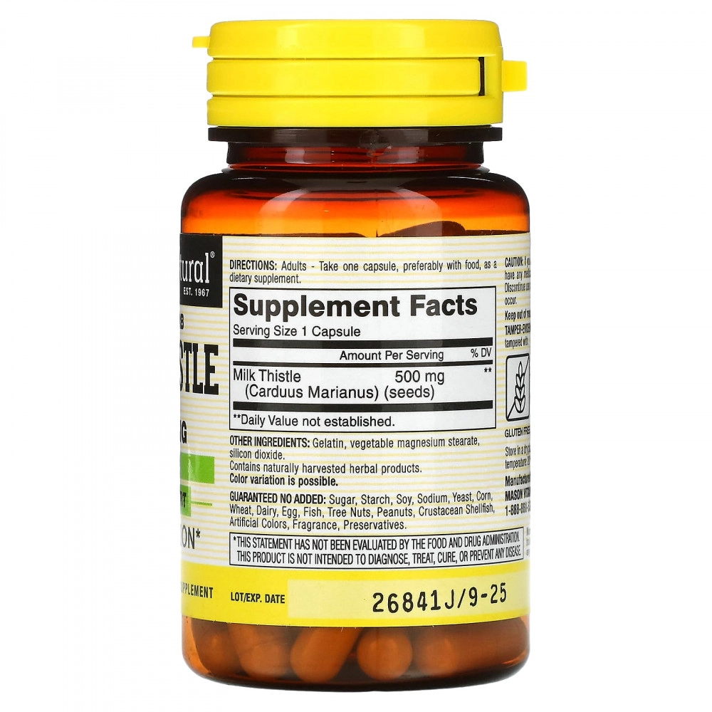 Mason Natural, Sut qo&lsquo;qoni (butun o&lsquo;simlik) ekstrakti, 500 mg, 60 kapsula (11505) arzon