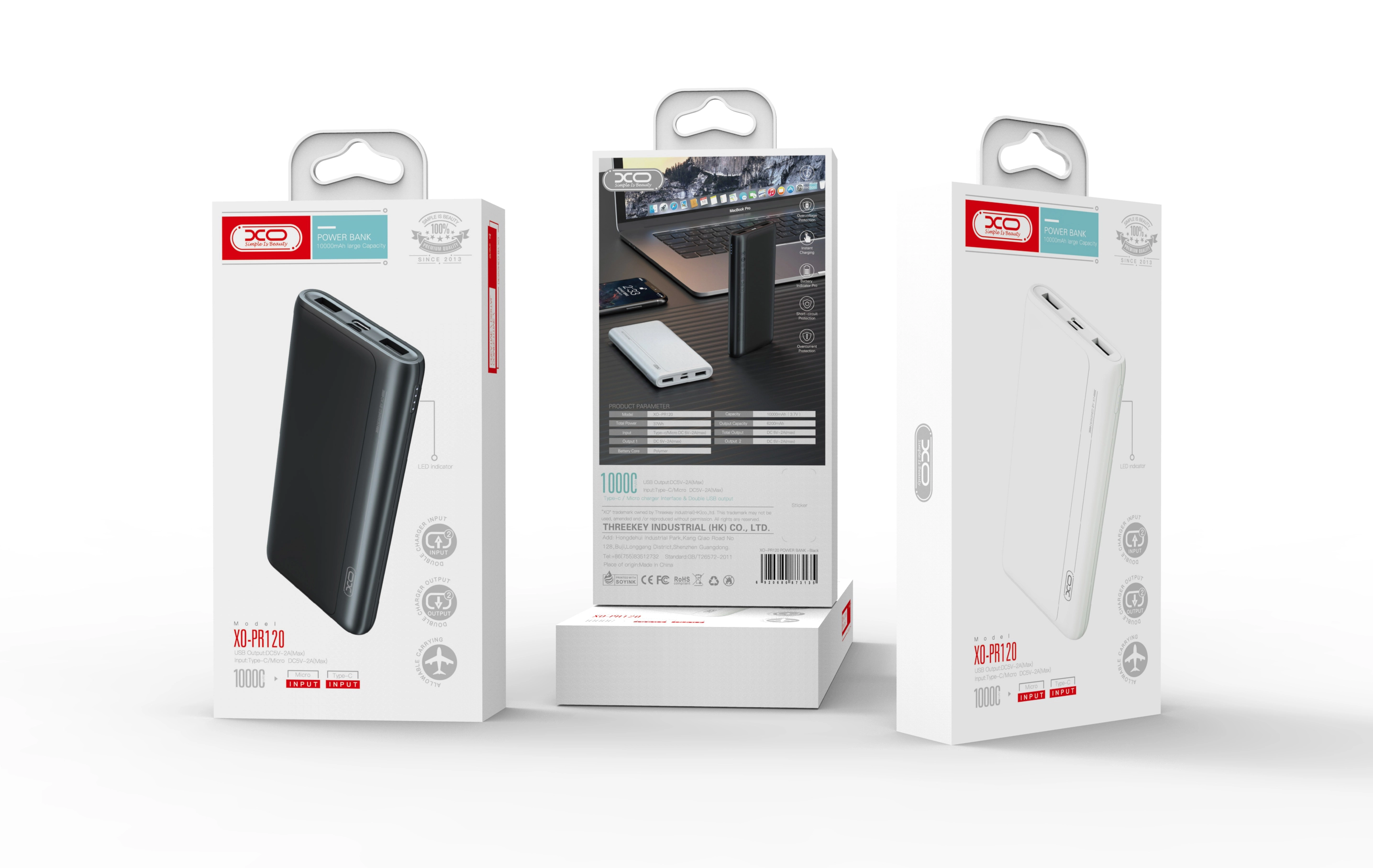 XO PR120 10000 mAh qora tashqi akkumulyatori O'zbekistonda