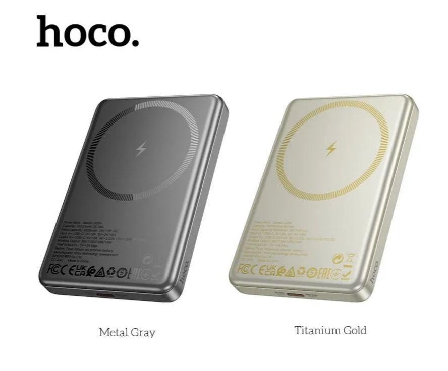 Hoco Q26A 10000mAh simsiz quvvatlovchi tillarang tashqi akkumulyatori O'zbekistonda