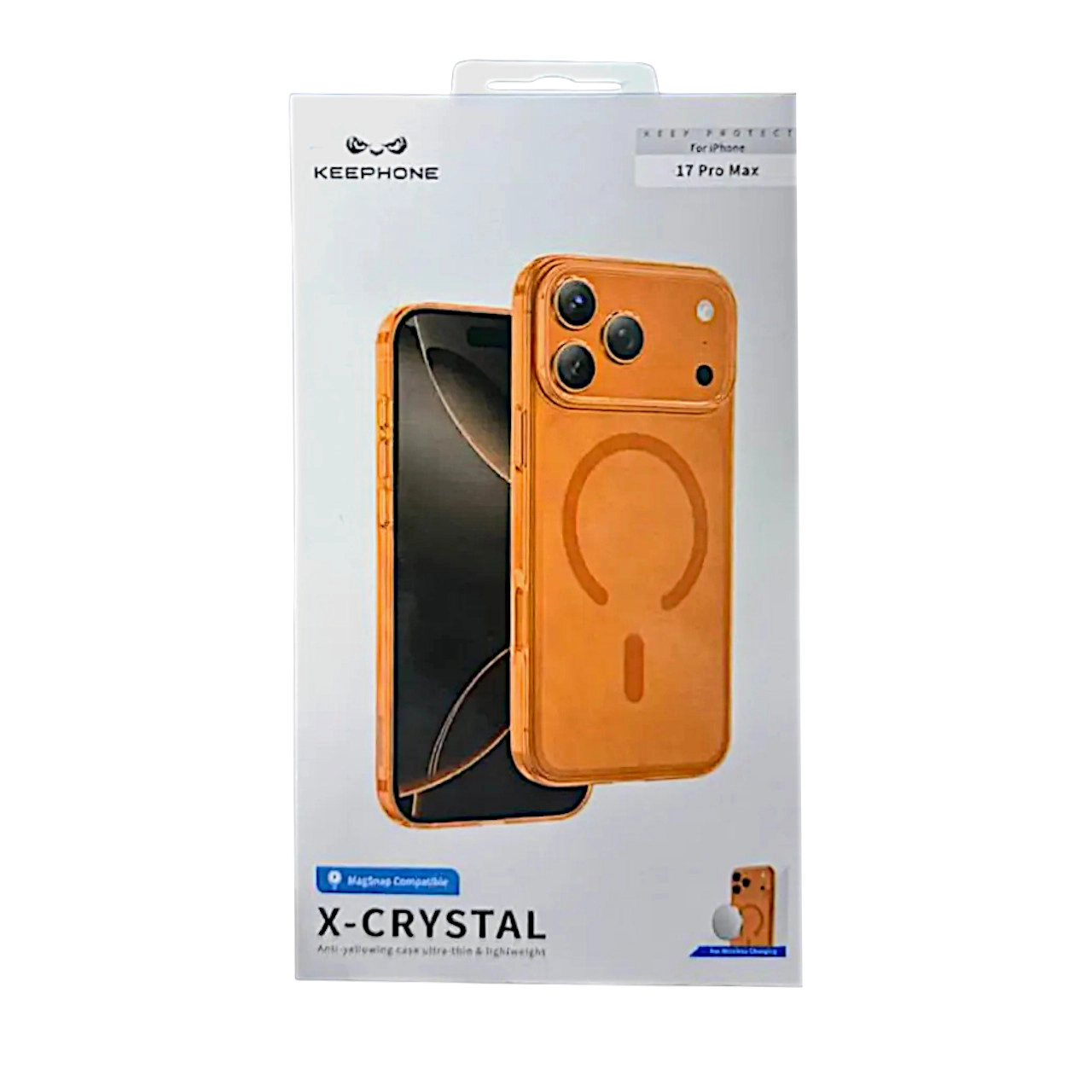 Прозрачный чехол Keephone X Crystal MagSafe Case для iPhone 17 pro max, orange недорого
