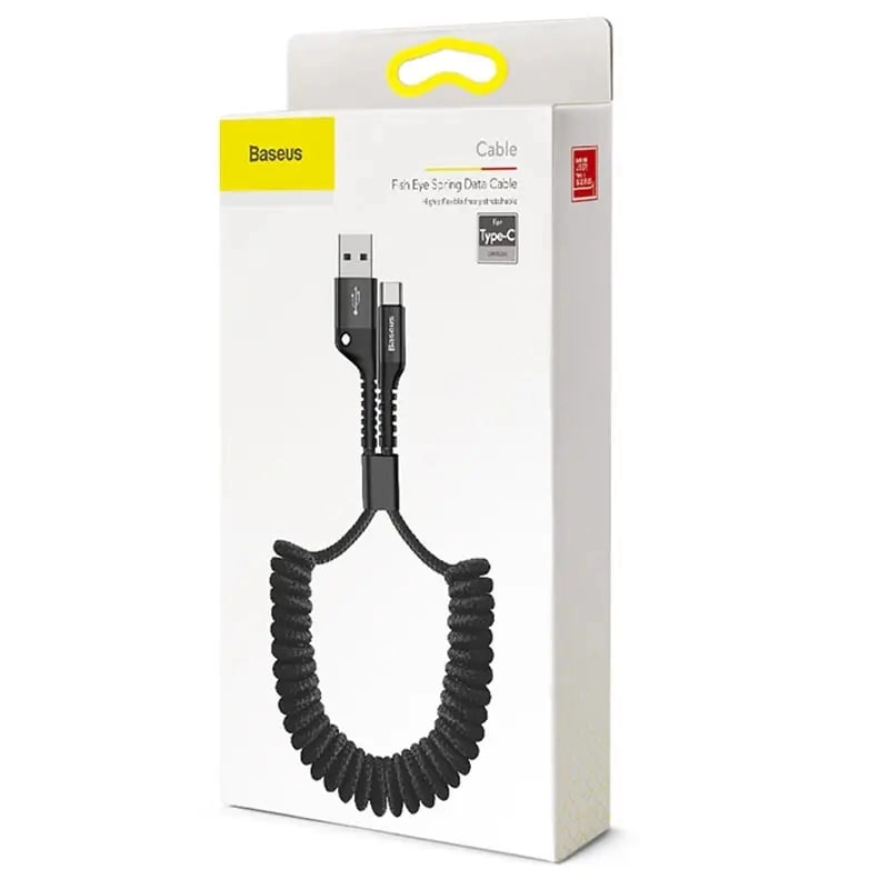 Baseus Fish Eye Spring Type-C 1m CALSR-01 Black kabeli rasm bilan