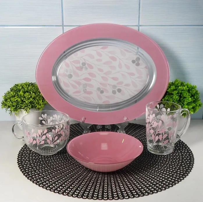 Luminarc Fujoyna White & Pink 46 ta element Stol servisi (Q9723) O'zbekistonda