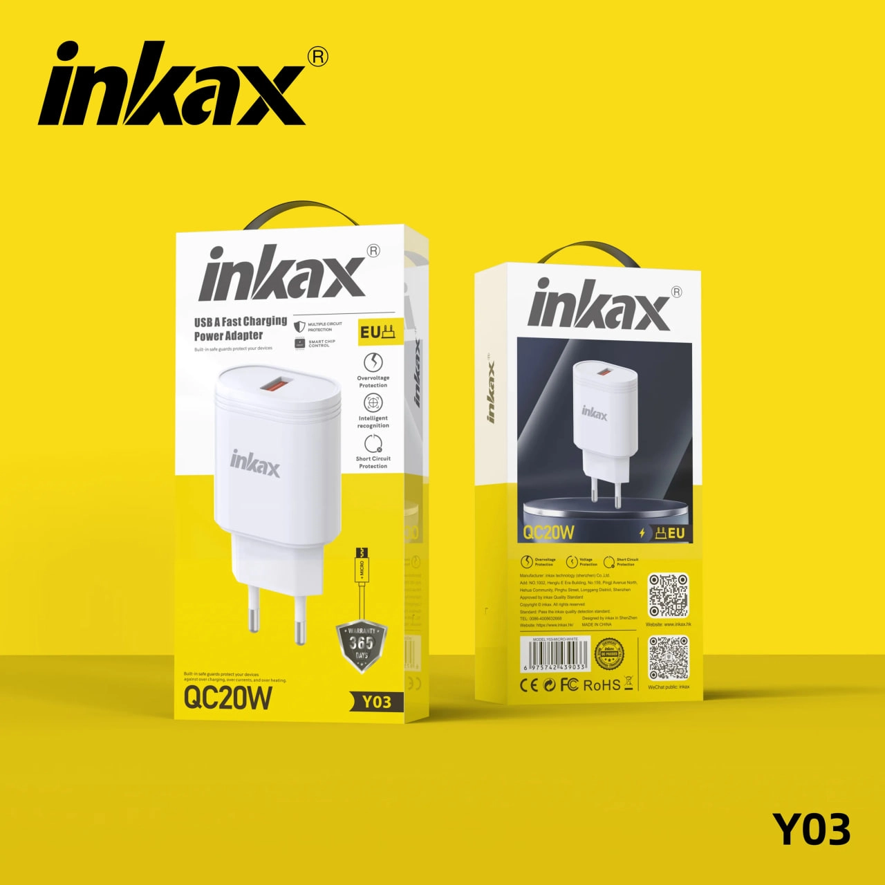 Зарядное устройство Inkax Y03 USB-A QC20W недорого