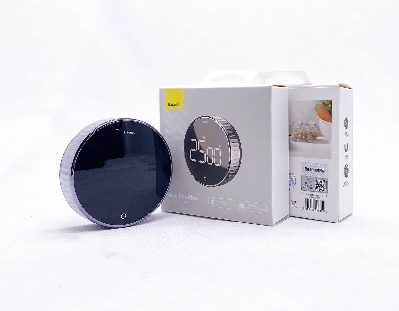 Baseus Heyo Rotation Mini qora oshxona soati xususiyatlar