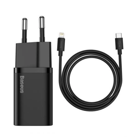 Зарядное устройство Baseus Super Si 20W TZCCSUP-B01 набор с кабелем Type-C To Lightning чёрное - фото №2 Зарядное устройство Baseus Super Si 20W TZCCSUP-B01 набор с кабелем Type-C To Lightning чёрное купить