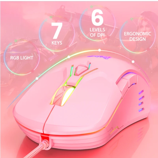 Проводная мышь Onikuma CW902 розовый недорого