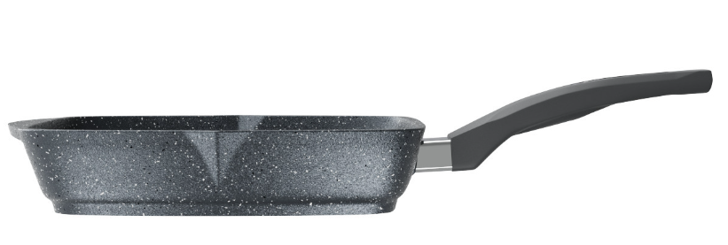 Сковорода Мечта квадрат несъемной ручкой и крышкой серый  (28см) в Узбекистане