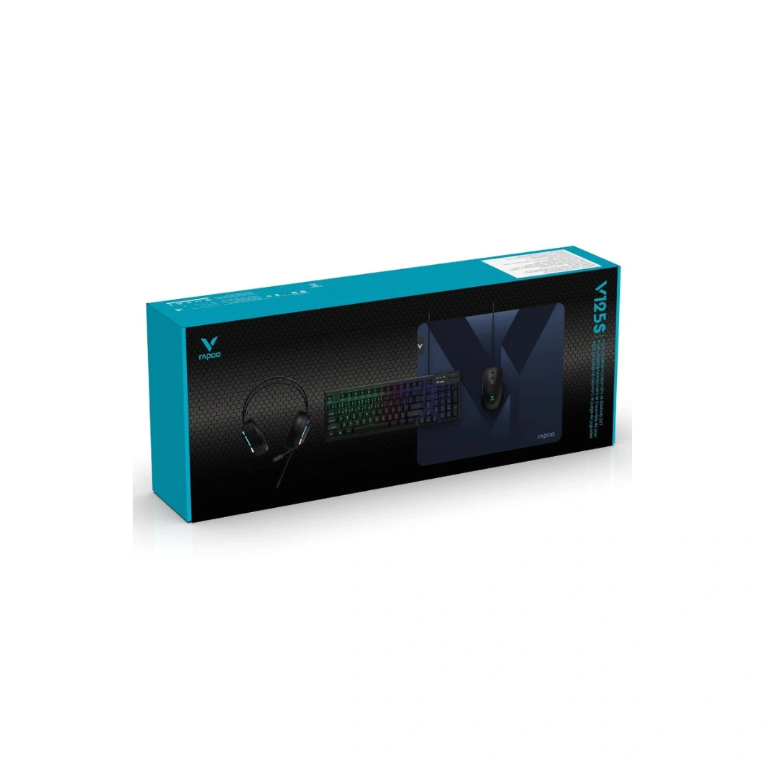 Rapoo V125S 4-in-1 Black geymer komplekti klaviatura, sichqoncha, garnitura va kovrik (RGB) arzon