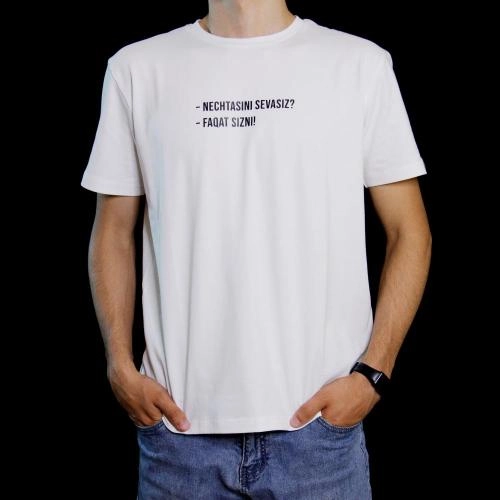 Футболка " - Nechtasini sevasiz? - Faqat sizni!" White XL в Узбекистане