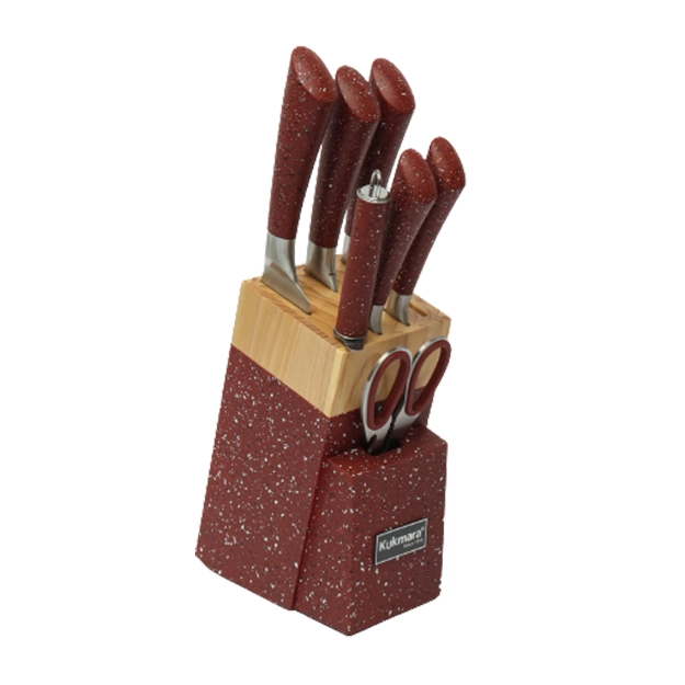 Oshxona pichoqlari to'plami 9 ta yog'och stendli (Skarlet) sotib olish