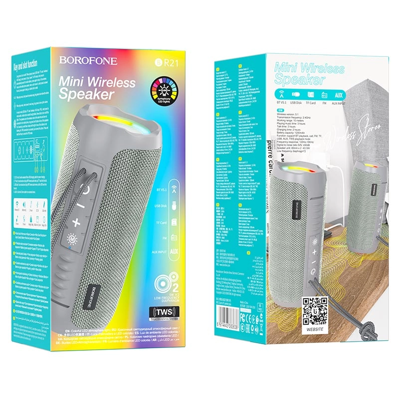 Borofone BR21 kulrang simsiz Bluetooth-kolonkasi O'zbekistonda