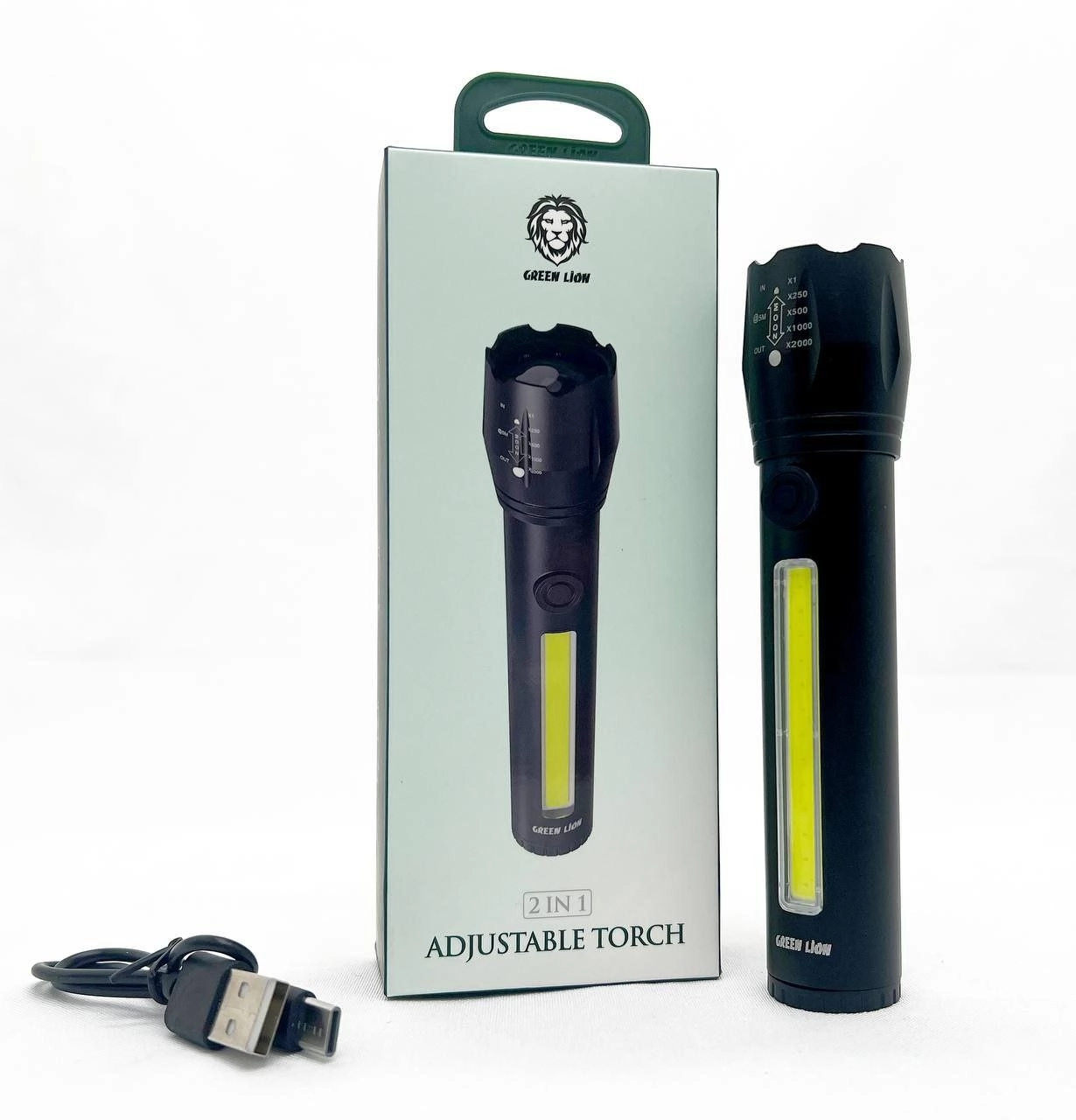 Green Lion 2 in1 Adjustable Torch 3W LED 130lm 1200mAh chirog'i O'zbekistonda