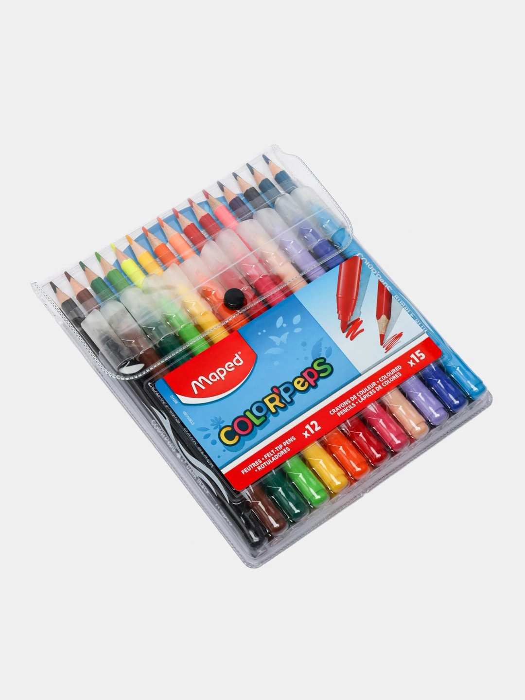 Карандаши цветные + фломастеры Maped 15 + 12 комплект в Узбекистане