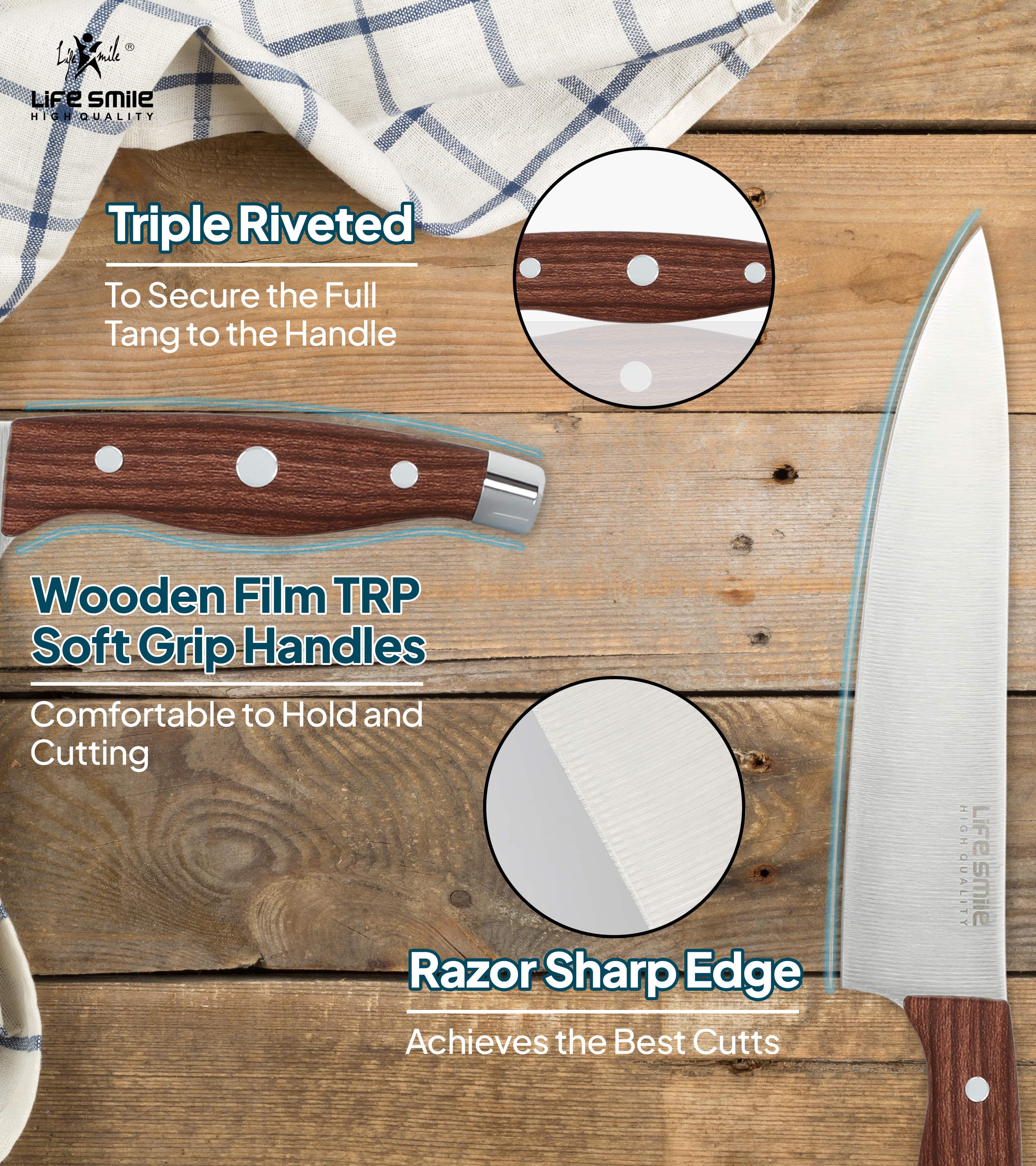 Набор ножей от Life Smile (8 предметов круглый) в Узбекистане