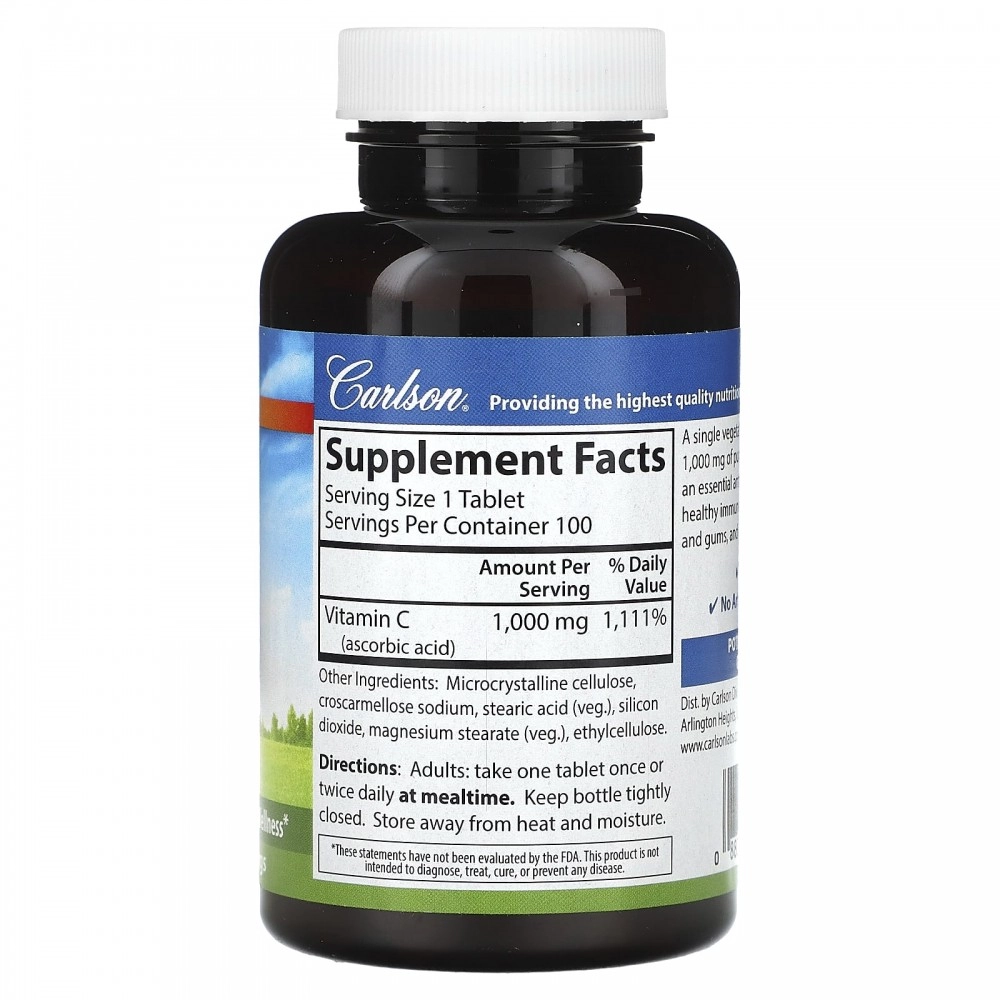 Carlson, Vitamin C, 1000 mg, 100 vegetarian tabletka (33060) arzon