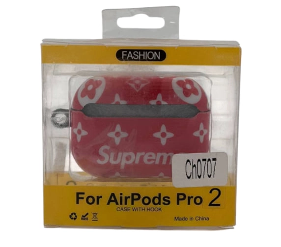 Чехол силиконовый для Supreme Airpods Pro 2 CH0707 красный в Узбекистане