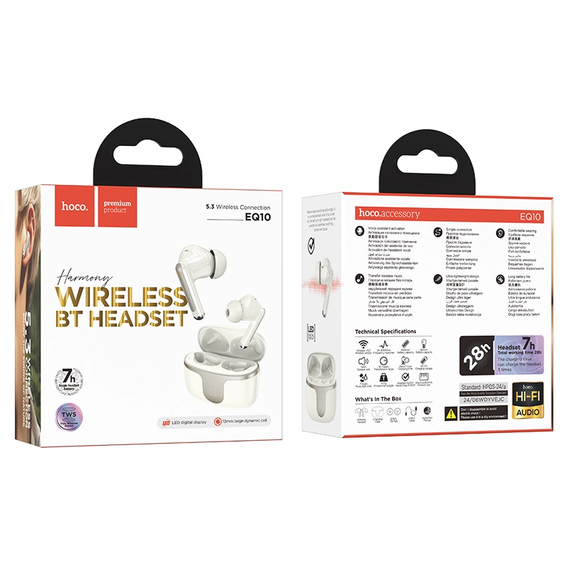 Беспроводные наушники HOCO EQ10 Plus молочный в Узбекистане