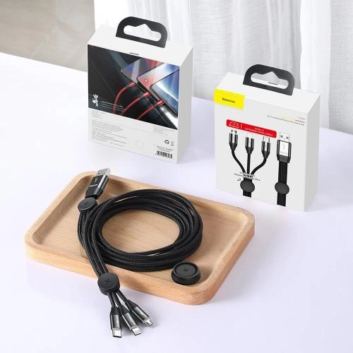 Кабель Baseus Car Co-sharing Cable USB For M+L+T 3.5A 1m Black в Узбекистане