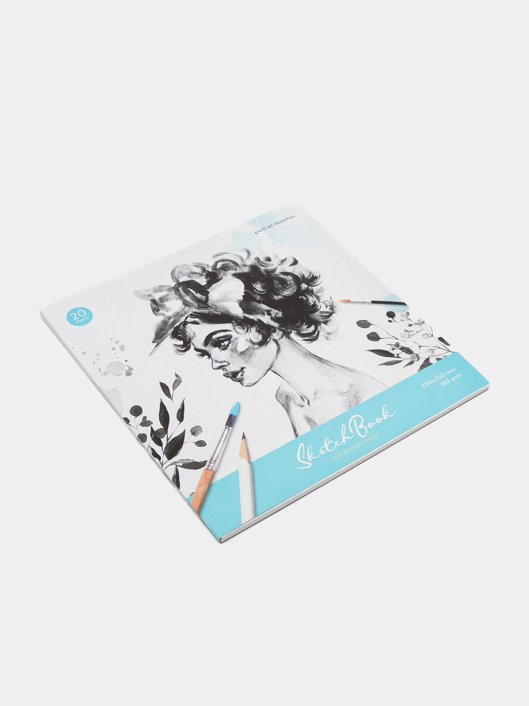 Akvarel sketchbuki 20 varaqlik, 250×250 mm, ArtSpace "Portrait", yopishtirilgan arzon