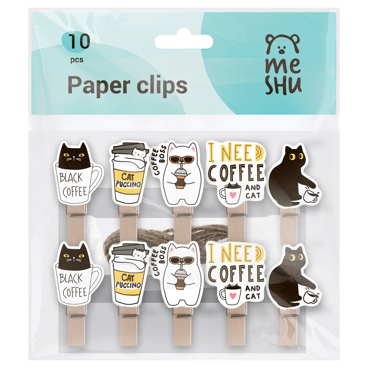 MESHU "Right Cat" qog&lsquo;oz qisqichlari, 7 mm, 10 dona, yog&lsquo;och, assorti, ip bilan (MS_55480) sotib olish