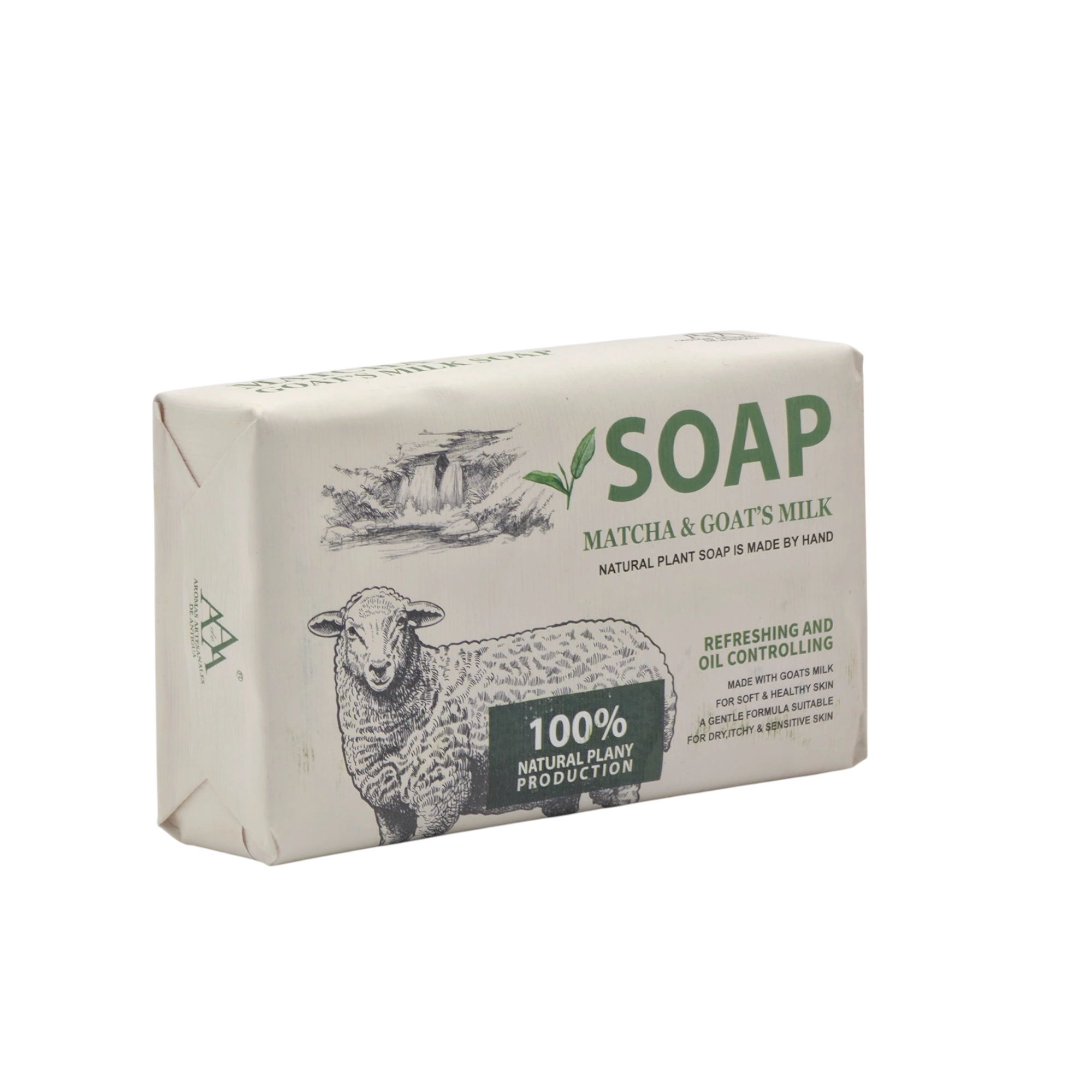 Tabiiy qo&lsquo;lda tayyorlangan sovun AA Aromas Canales Matcha & Goat&rsquo;s Milk Soap. Original sotib olish