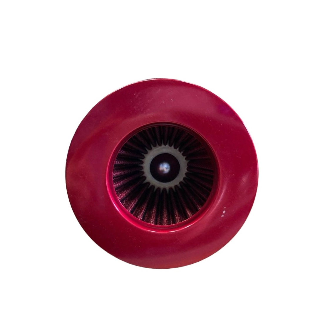 Воздушный фильтр нулевого сопротивления 76мм в сборе с трубой красный недорого