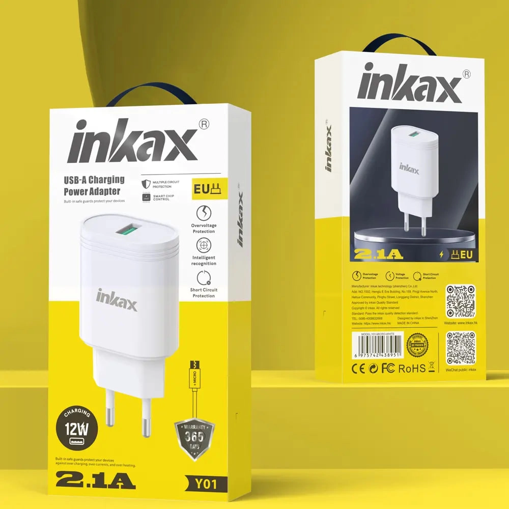 Inkax Y01 12W 2.1A Micro zaryadlash qurilmasi arzon