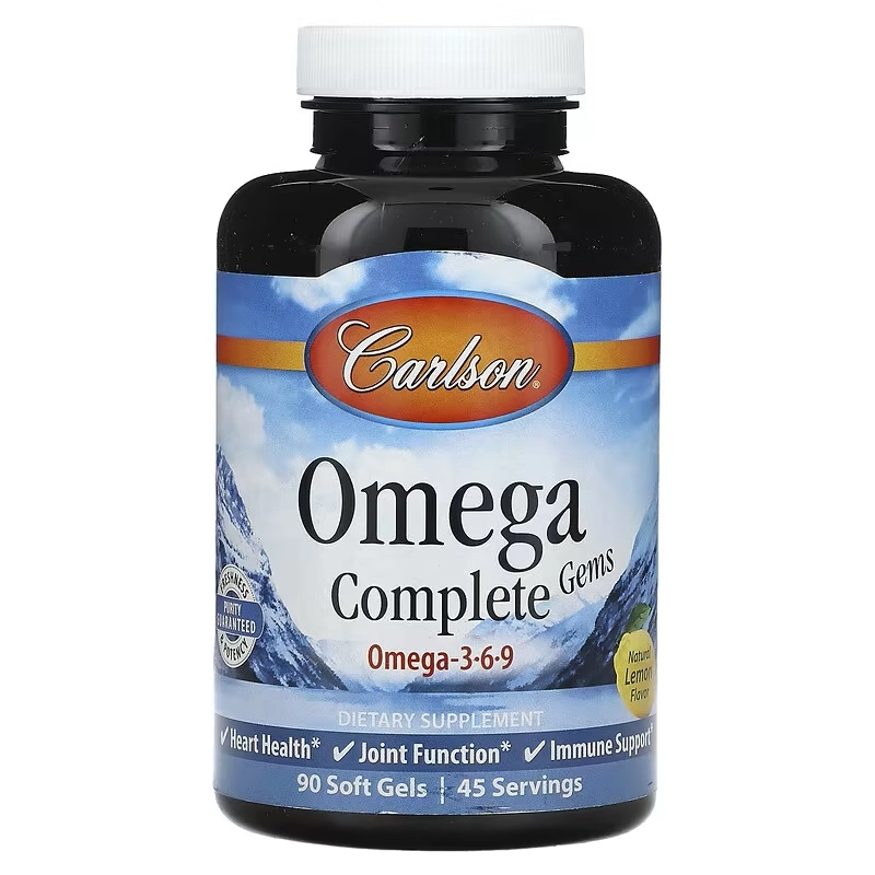 Carlson, Omega Complete Gems, Omega 3-6-9, tabiiy limon, 90 yumshoq kapsulalar (01731) sotib olish