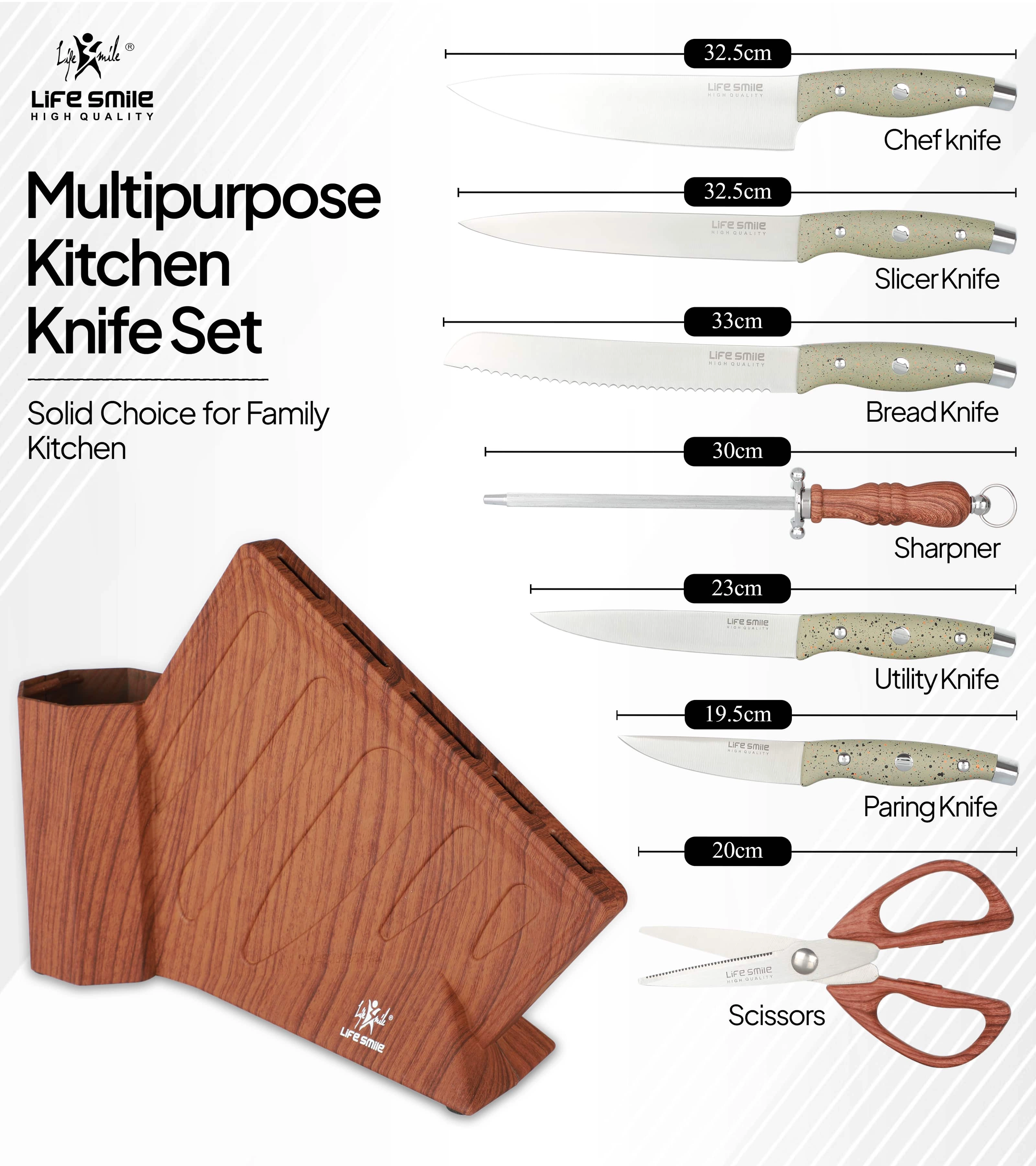 Набор ножевых блоков Life smile (8 предметов) недорого