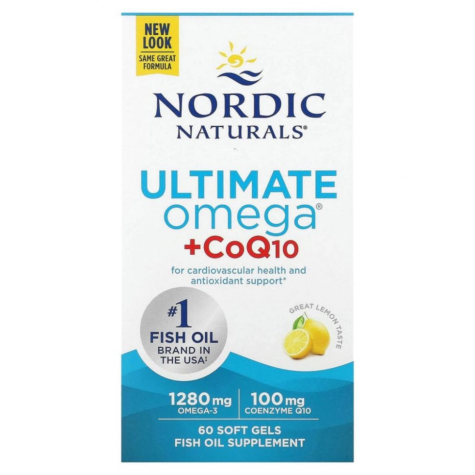 Nordic Naturals Ultimate Omega + CoQ10 Омега-3 с коэнзимом Q10, 640 мг, 60 капсул (01890) купить