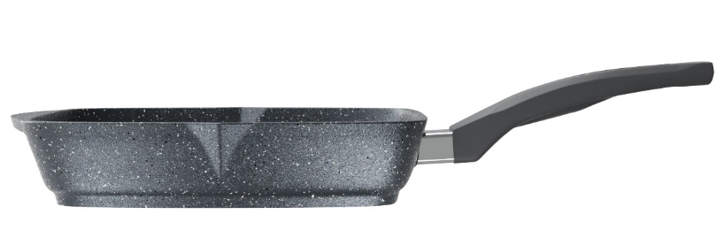 Сковорода Мечта квадрат несъемной ручкой и крышкой серый  (24см) в Узбекистане