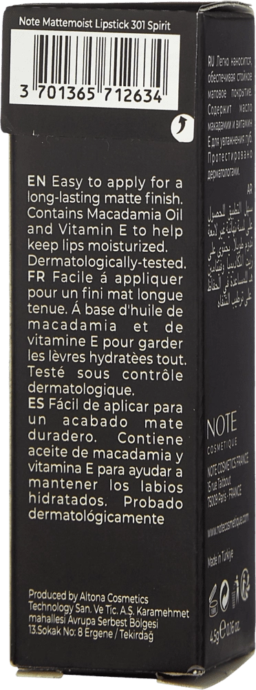 NOTE MATTEMOIST LIPSTICK 301 lab bo'yog'i O'zbekistonda