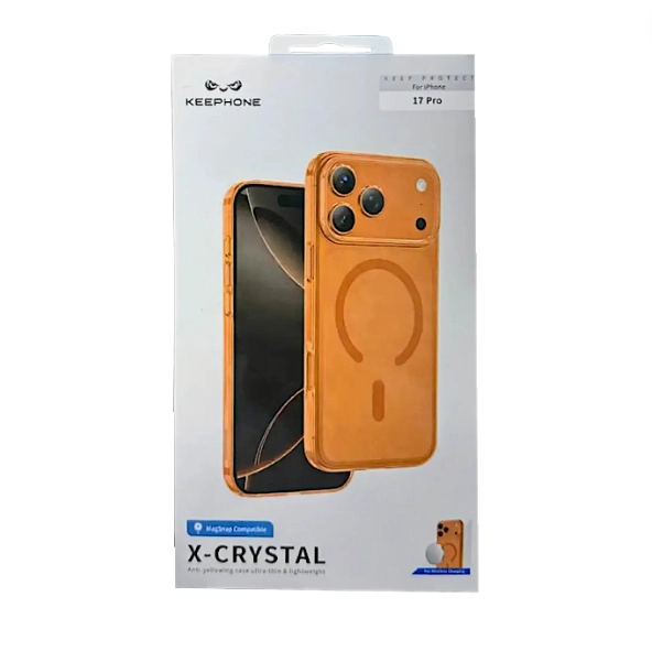 Прозрачный чехол Keephone X Crystal MagSafe Case для iPhone 17 pro, orange недорого