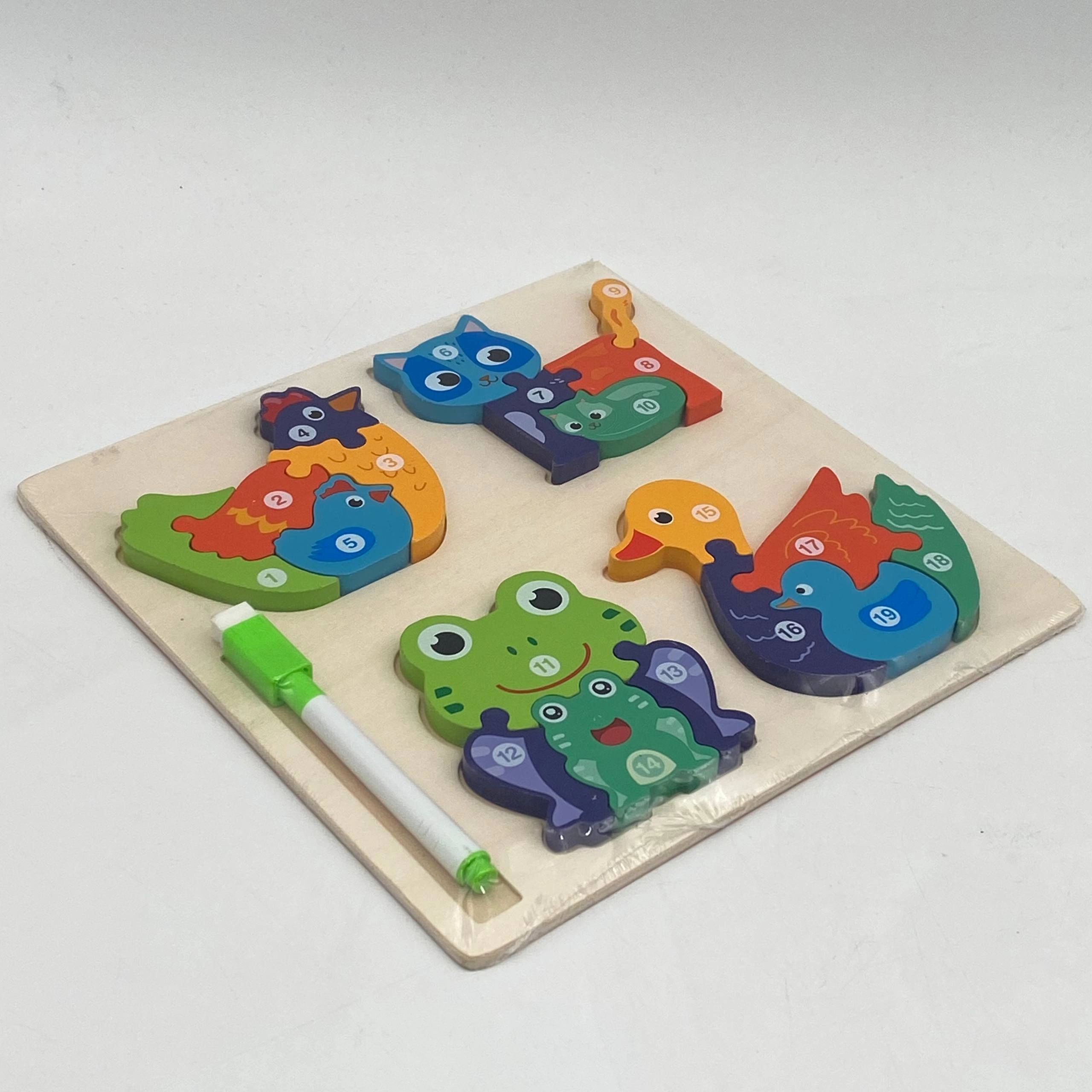 Деревянный пазл: Курица, кошка, лягушка и утка купить