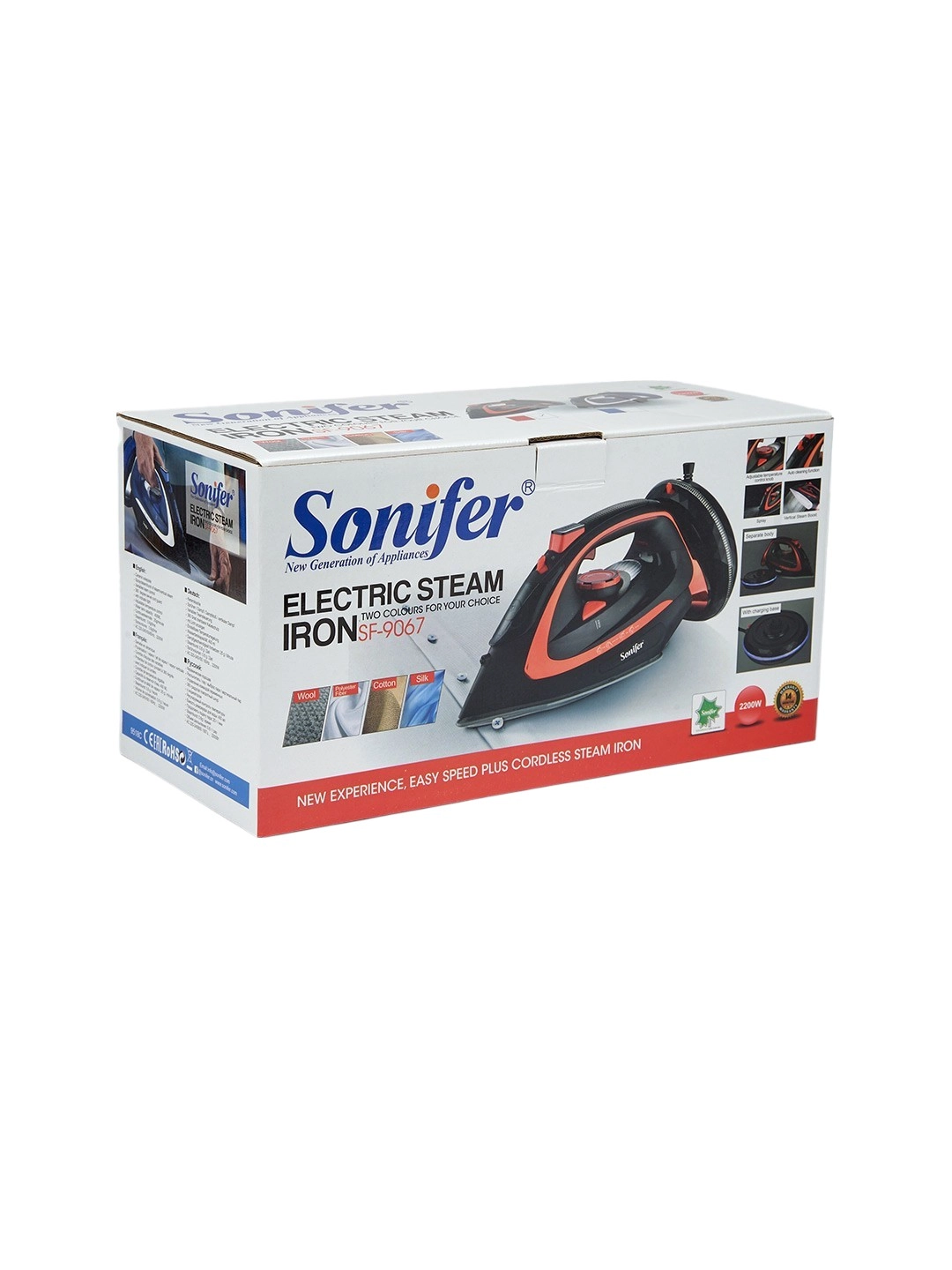 Bug' generatori bilan simsiz elektr dazmol Sonifer SF-9067 qizil rangli O'zbekistonda