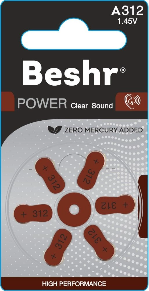 Батарейка для слуховых аппаратов BESHR Power ClearSound A312 6B купить