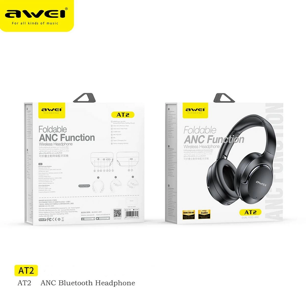 Беспроводные наушники Awei AT2 ANC черные цена