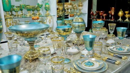 Набор фруктовниц и конфетниц от KIBELE (голубо-золотистый, 12 предметов) онлайн