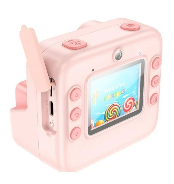 Hoco DV200 bir lahzada chiquvchi bolalar uchun pushti rangli  fotokamera arzon