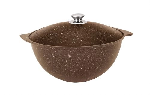 Kuydirmas qoplamali, metall qopqoqli, 6l palov qozoni (qoramtir, qahva rangli marmar) arzon