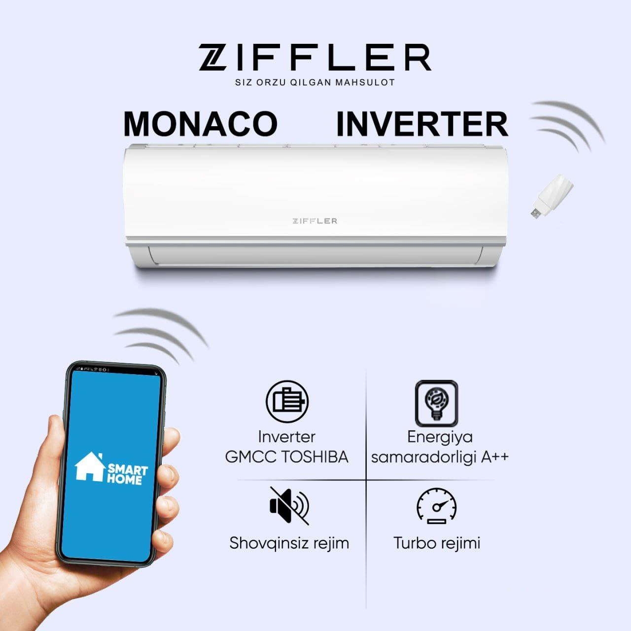 Ziffler Monaco Inverter 24 konditsioneri - rasm №3 Ziffler Monaco Inverter 24 konditsioneri arzon