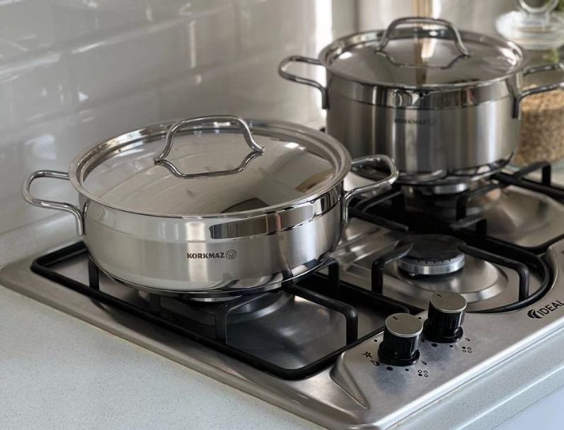 Набор посуды Korkmaz Alfa XL, нержавеющая сталь, с крышкой, 11 предметов, серебристый (A1641) рассрочка