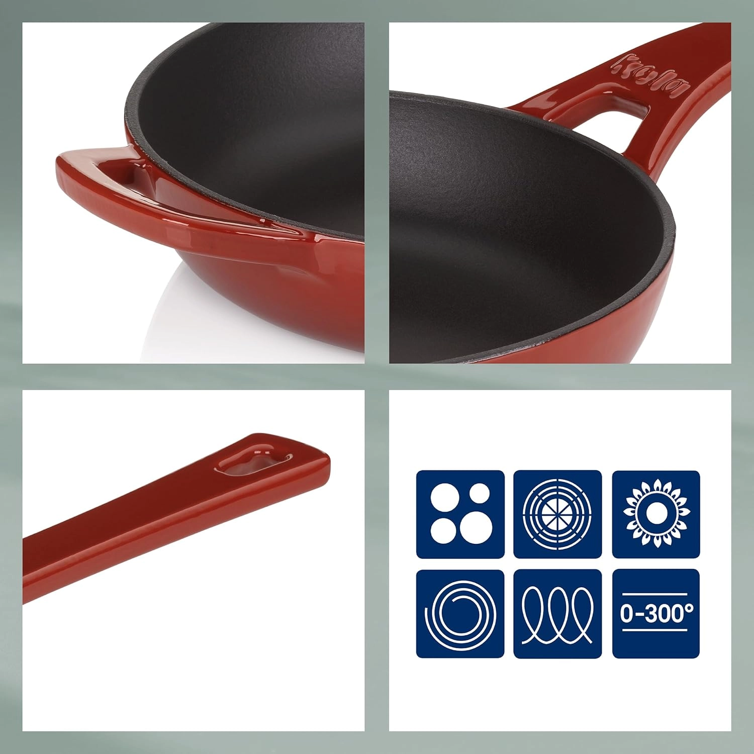 Сковорода чугунная KELA Calido, 28 см, красная 11963 в Узбекистане