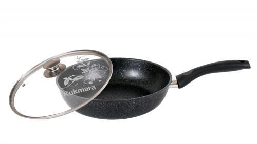 Kuydirmas qoplamali, dastali va shisha qopqoqli, 260/60 mm.lik Kukmara tovasi (qora marmar) (смт26603а) sotib olish