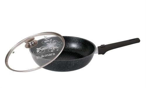 Kuydirmas qoplamali, olinuvchi dastali va shisha qopqoqli, 240/60 mm.lik Kukmara tovasi (qora marmar) sotib olish