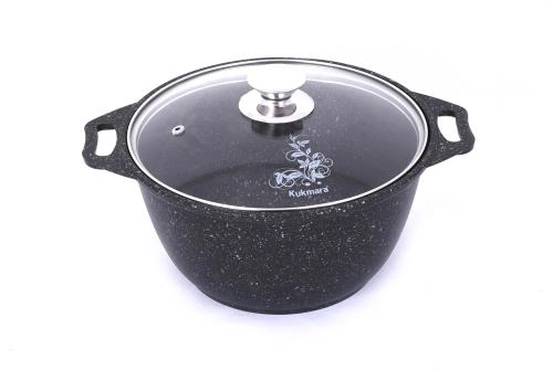 Кастрюля Kukmara 2 л, мраморное покрытие, стеклянная крышка (кмт22а) купить