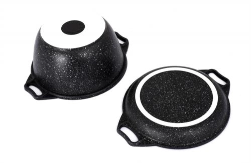 Казан с крышкой-сковородой 4л с антипригарным покрытием (темный мрамор) в Узбекистане