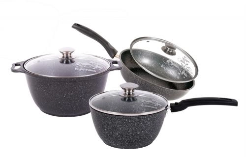 Набор кухонной посуды Kukmara "Мраморная" (Тёмный мрамор) купить