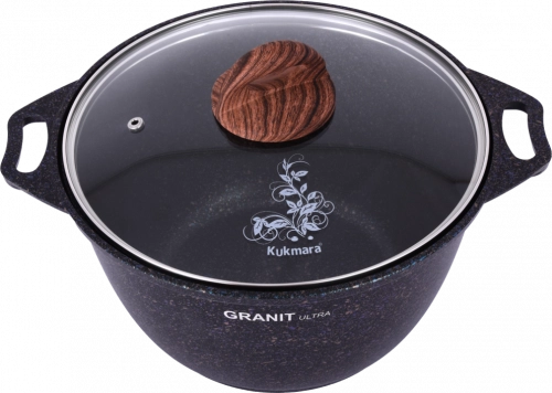 "Granit ultra" turkumidan shisha qopqoqli, kuydirmas qoplamali 4l Kukmara kastryuli (Blue) arzon