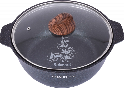 "Granit ultra" turkumidan shisha qopqoqli, kuydirmas qoplamali 4l Kukmara kastryul-qo&lsquo;rasi (Blue) O'zbekistonda